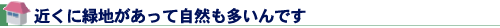 近くに緑地があって自然も多いんです