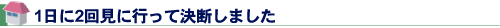 1日に2回見に行って決断しました