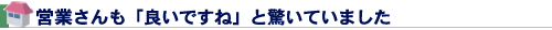 営業さんも「良いですね」と驚いていました