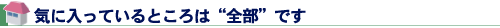 気に入っているところは“全部”です