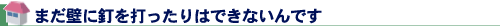 まだ壁に釘を打ったりはできないんです
