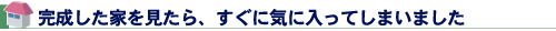 完成した家を見たら、すぐに気に入ってしまいました