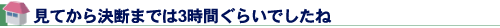 見てから決断までは３時間ぐらいでしたね