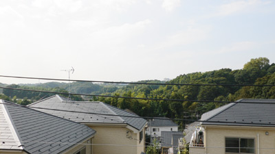 ２階の窓からは周りの家に遮られることなく、豊かな緑を眺めることができる