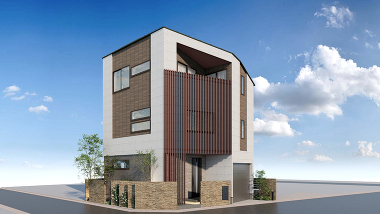 デザイン性のあるモダンな外観。閑静な街並みに映える洗練された佇まいの邸宅が誕生します。