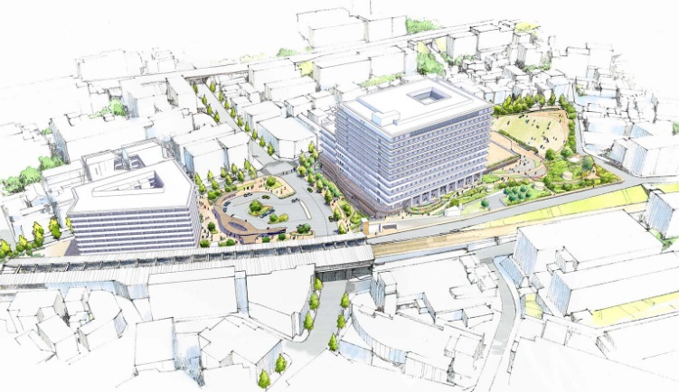 藤が丘駅 再開発計画400m駅前施設・病院・公園が一体となった先進的なまちづくりが進む藤が丘。多世代が安心して過ごせる豊かな緑と先進の利便性を兼ね備えたエリアです。